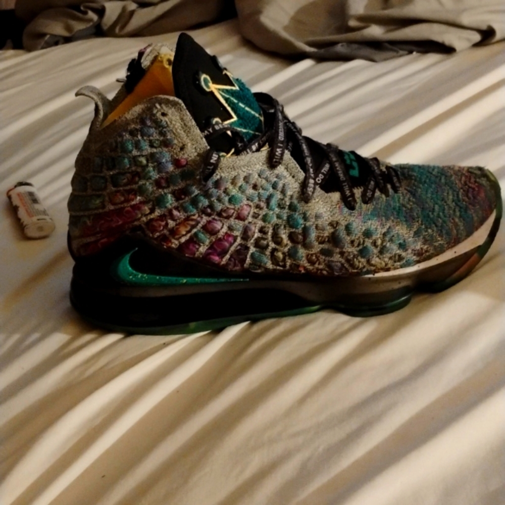 Nike LeBron James sz 9 grey, purple green turquoise